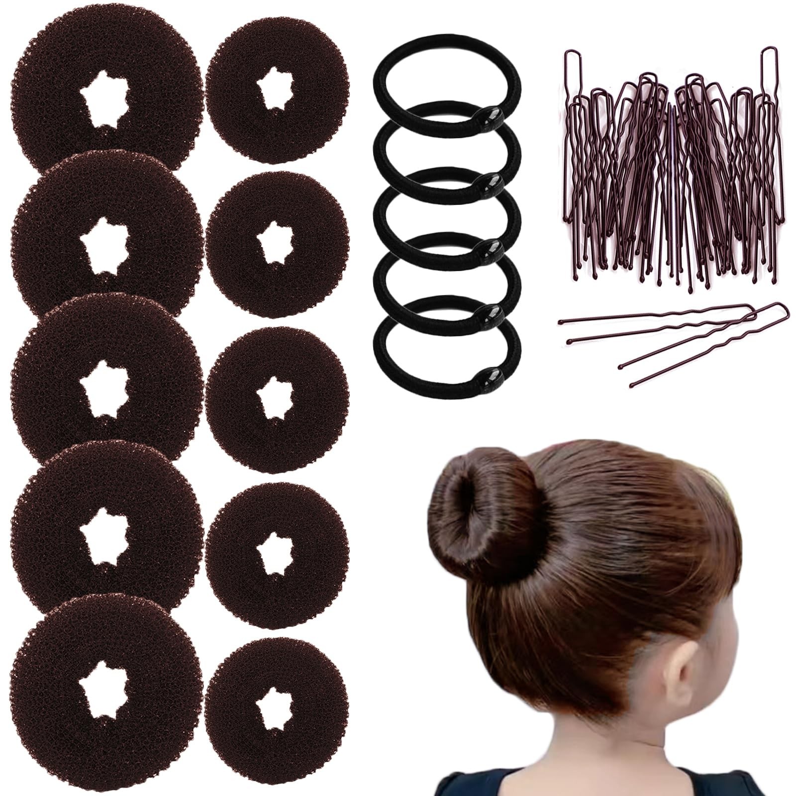 10 Pcs Hair Bun Maker – Donut Bun Maker for Hair5 medium and 5 small,Ballet B…