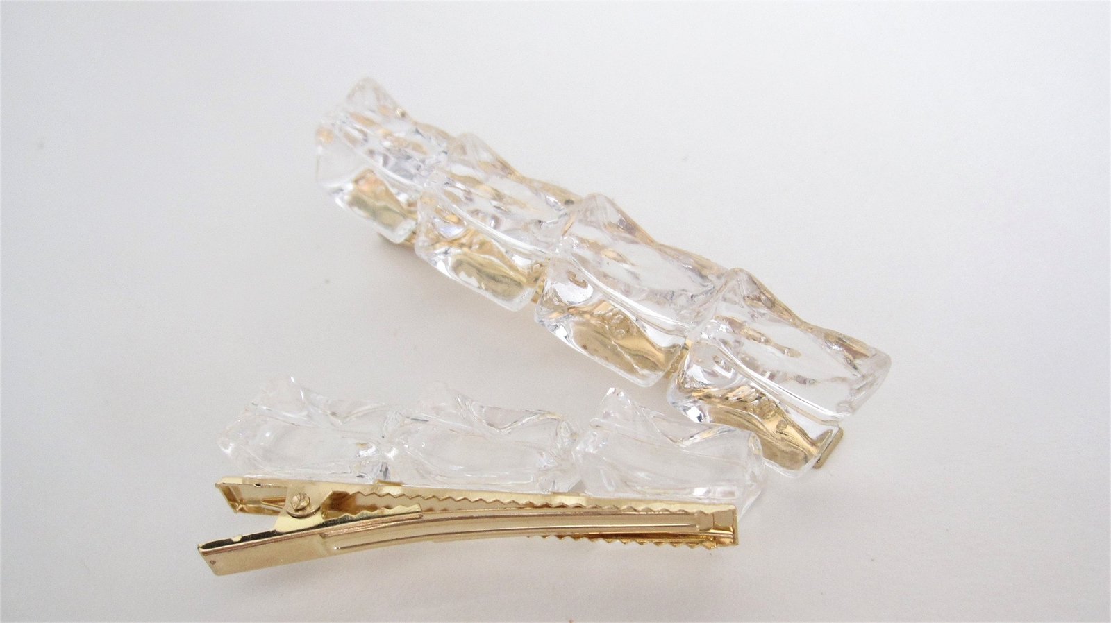 2 sizes block glass effect acrylic and metal alligator hair clip barrette