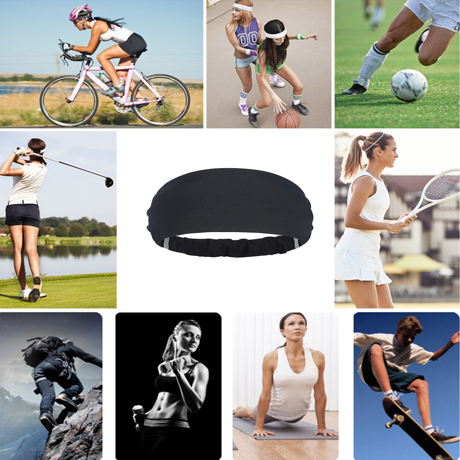 Workout Stretchy Headband Sweatband Sports Headband Cycling Yoga Unisex Hairband