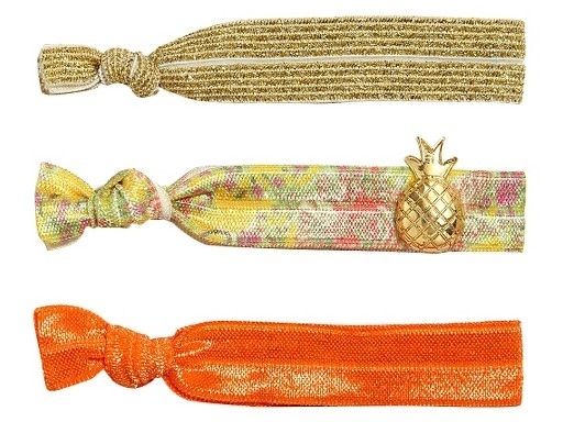 Lilly Pulitzer Happy Place Printed Hair Tie Elastics with Pineapple Charm NEW