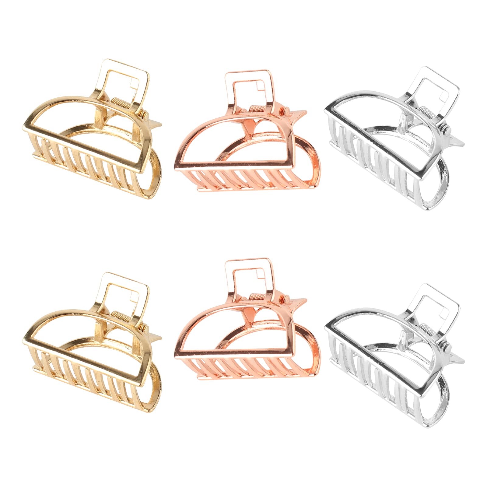 VinBee Metal Claw Clips Silver/Gold/Rose Gold 6 Pack