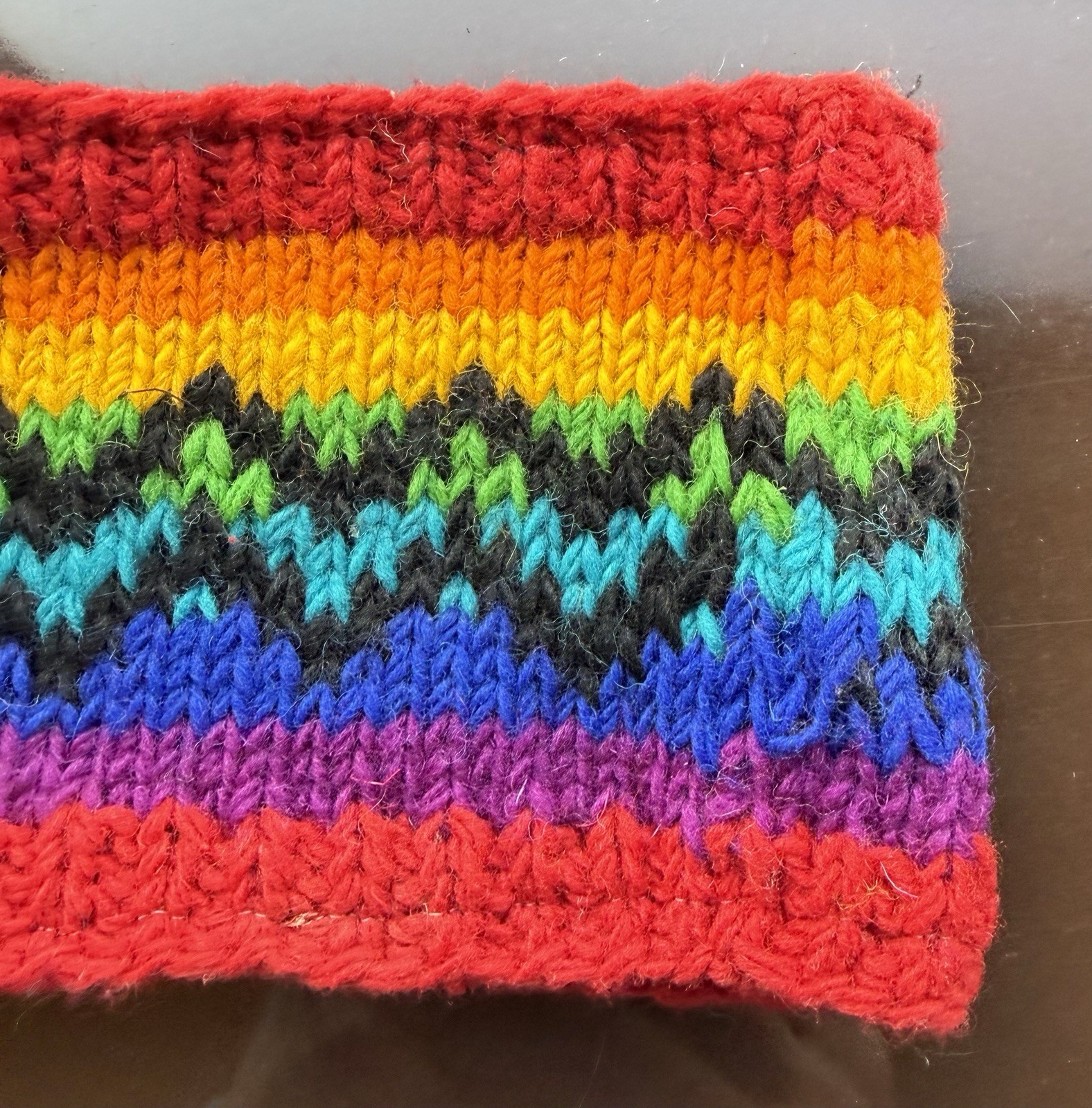 HEADBAND Nepal Hand Made Wool Head Band New Crochet Rainbow Pride #ä