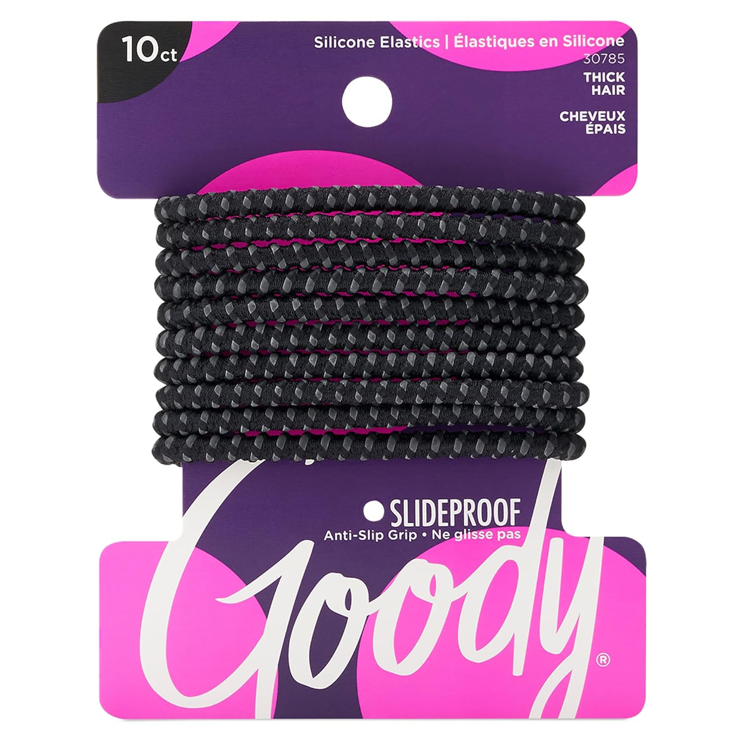 Hair Ties Nonslip Elastic Black 4mm Ouchless For Medium Hair 10 Count Ponytails