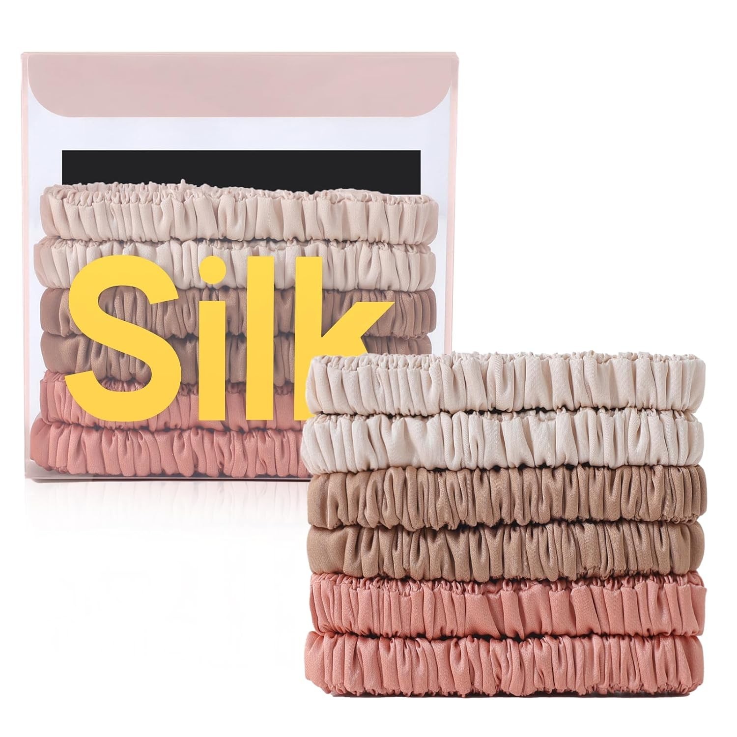 6Pcs Silk Hair Ties Small 22 Momme 100% Pure Mulberry Silk Scrunchies for Women