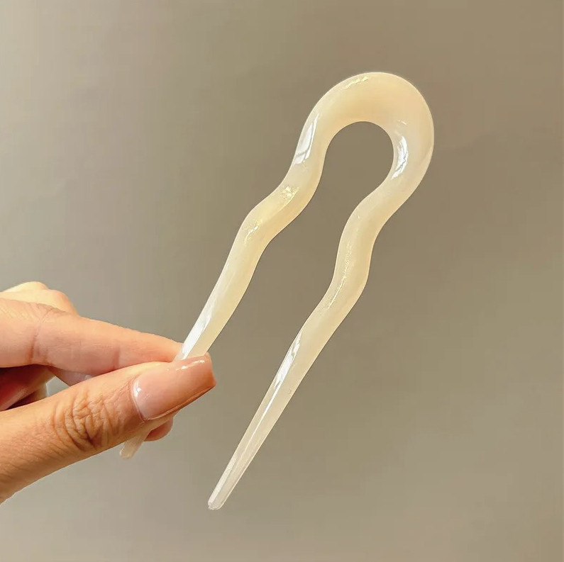 U-Shaped Hair Fork Tortoiseshell Acrylic Hair Stick Clip – NEW