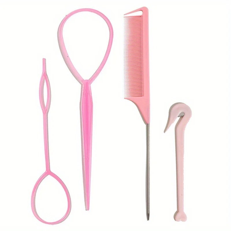 4/5pcs/Set Hair Loop Tool Set 2pcs French Braid Tool Loop 1pc Rat Tail Comb 1pc