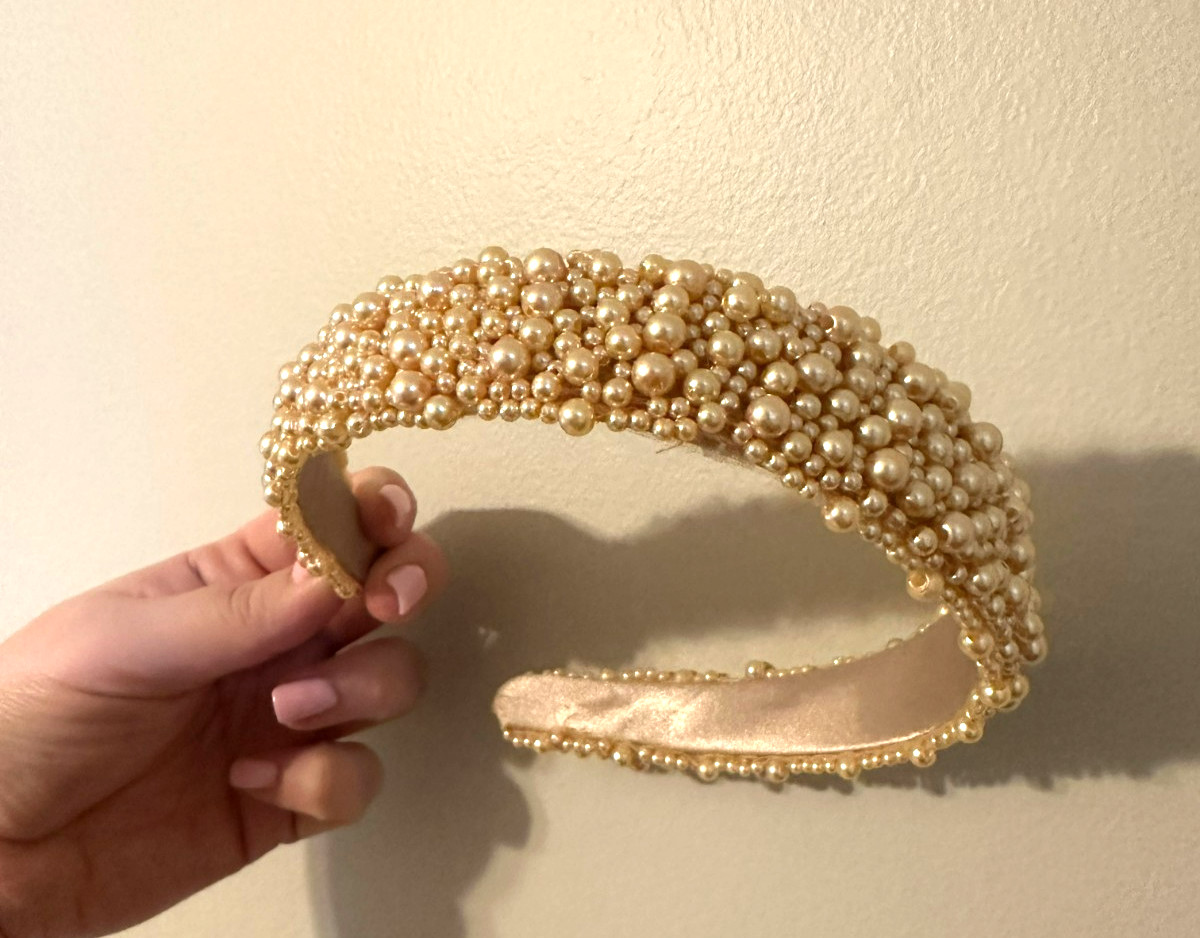 Women’s Ivory Champagne Pearl Cluster Headband
