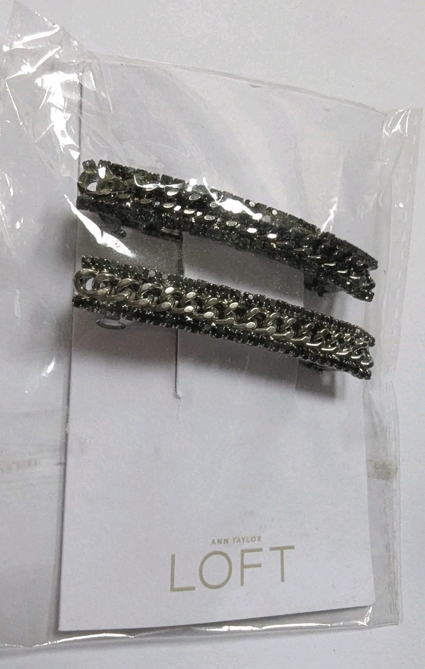 Ann Taylor Loft Barrette New NWT Silvertone Hair Clip Accessory Chain Link