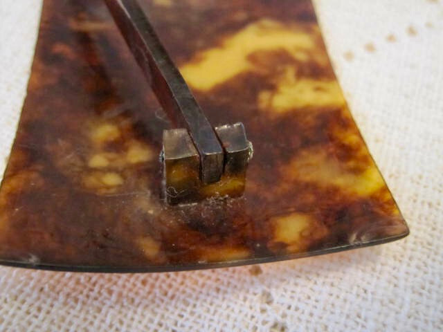 VTG ART DECO HAIR BARRETTE FAUX TORTOISE SHELL 4.5 in Across BROWNS GOLDS