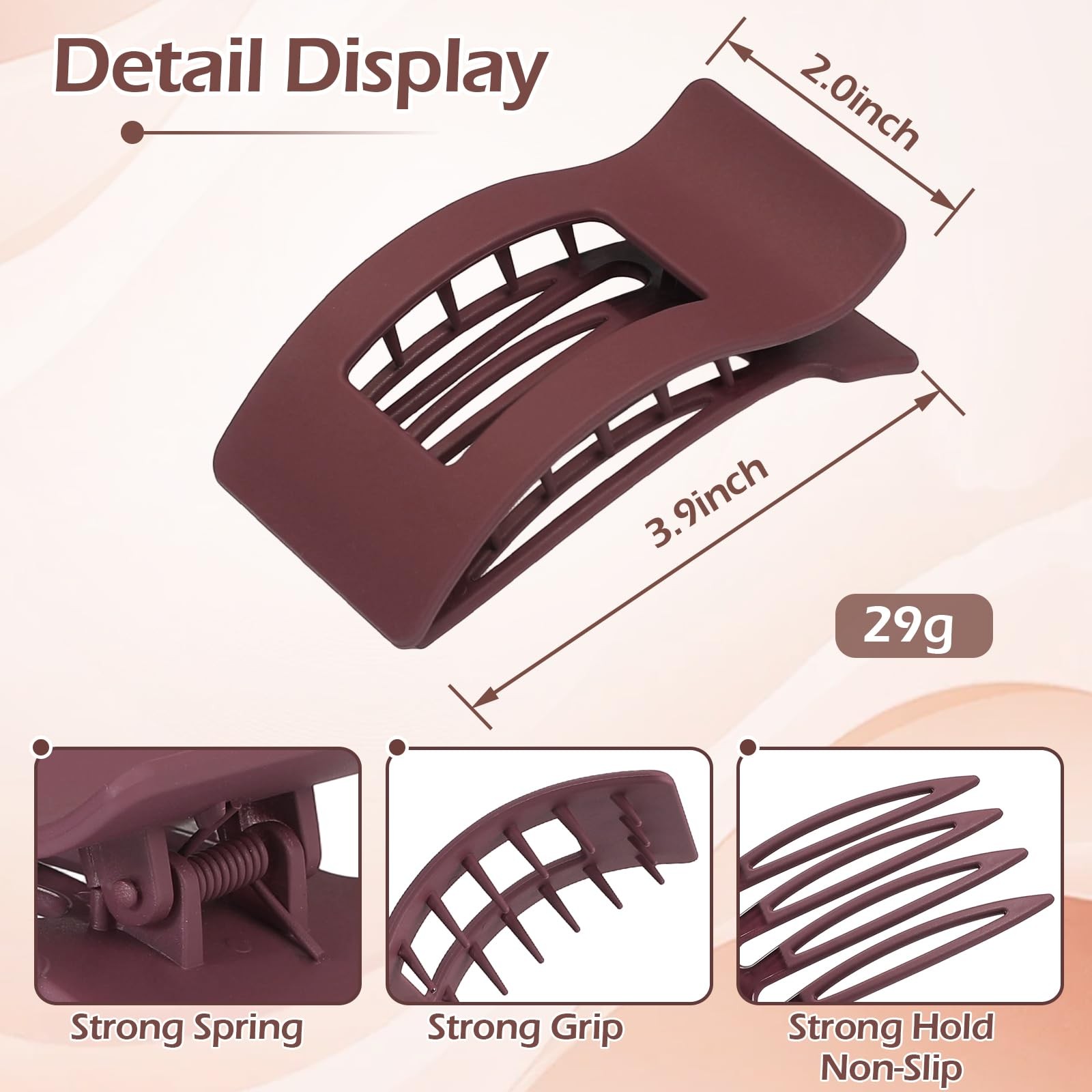 Artchita French Flat Hair Clips for Women 1 Count (Pack of 6), Brown Scarlet