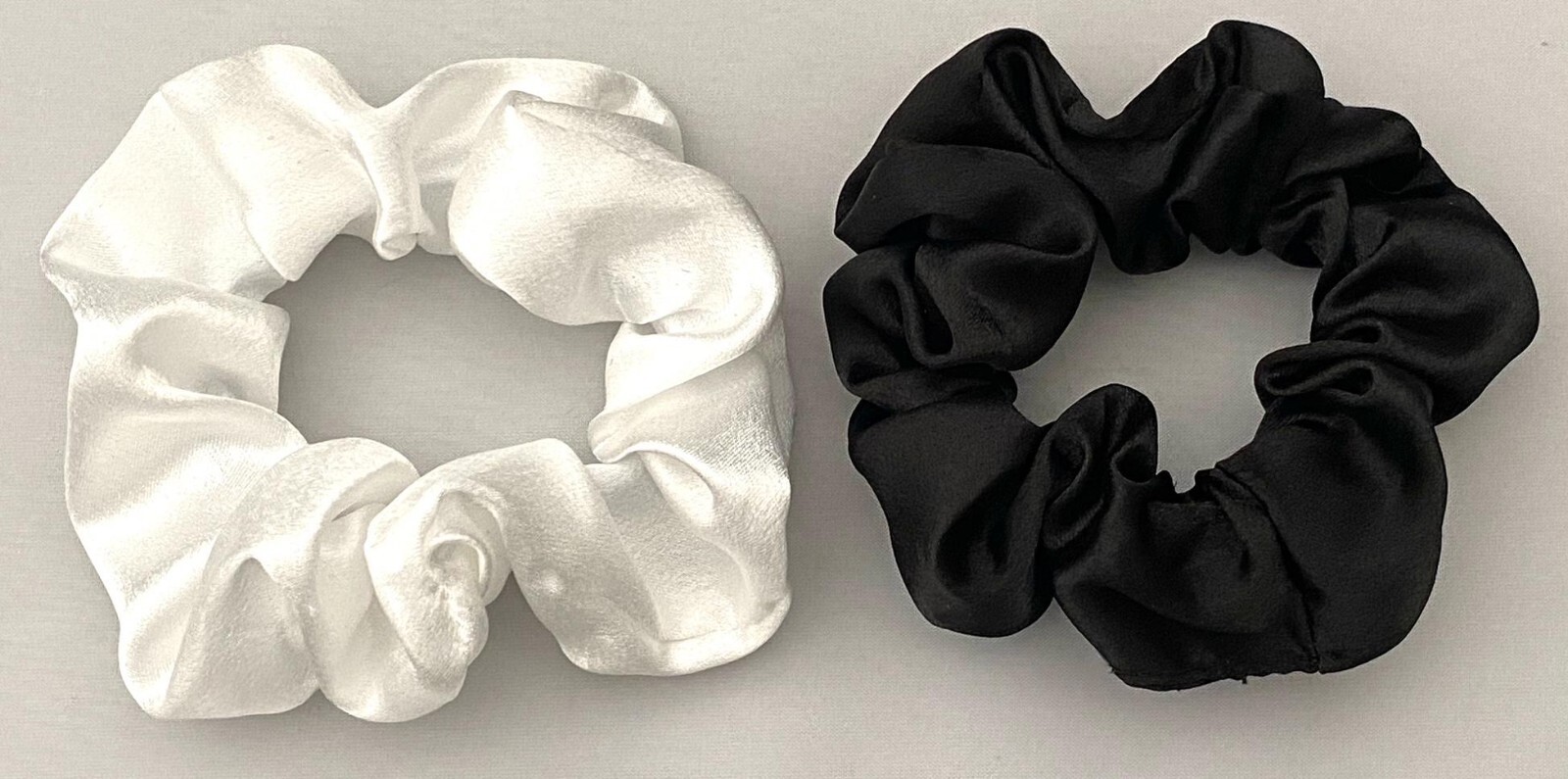 2 PCS LUSTROUS SATIN SCRUNCHIES PONYTAIL HOLDERS FREE USA SHIPPING
