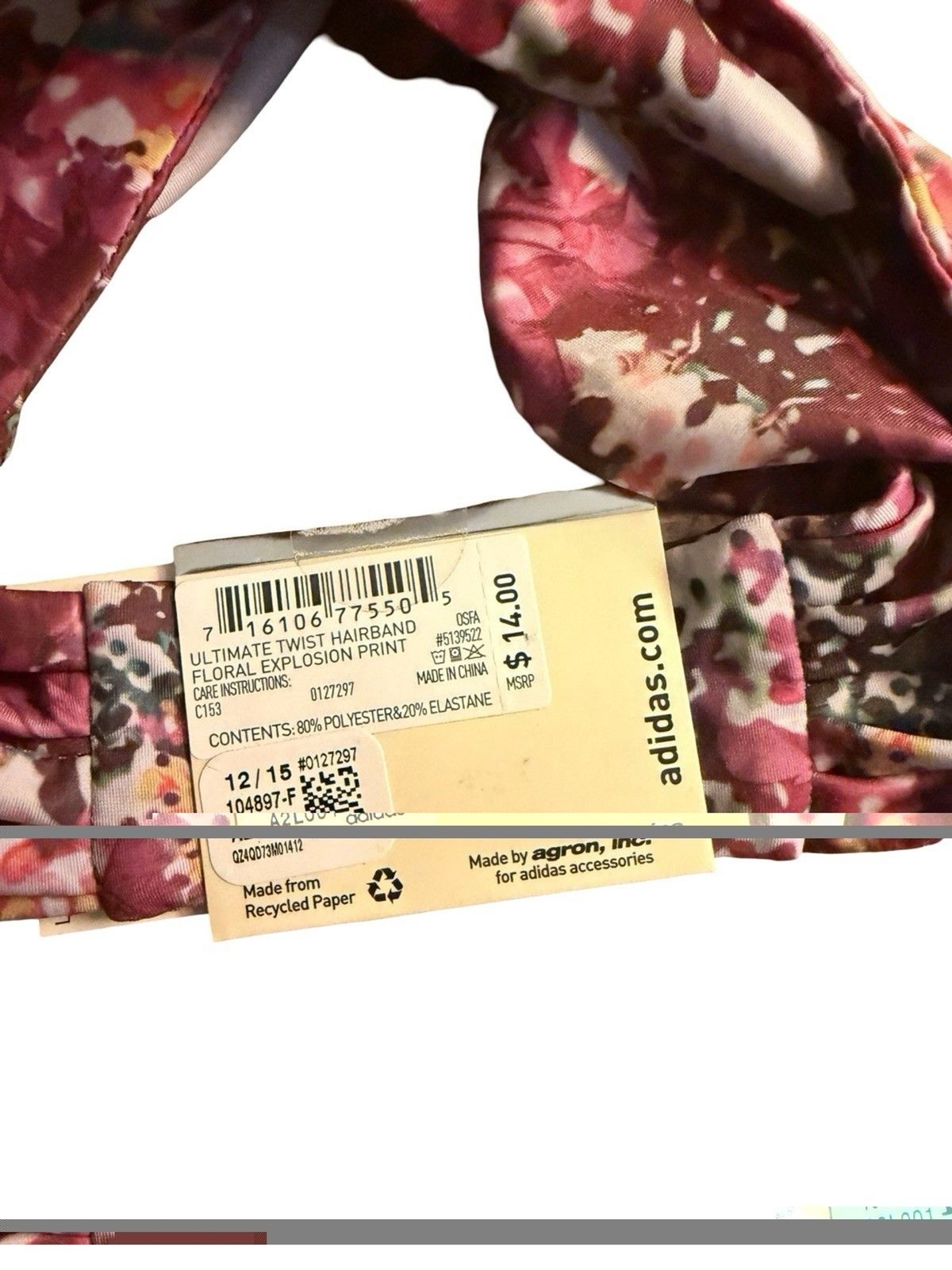 Adidas Women’s Twist Hairband Floral Explosion Print OSFA Headband New
