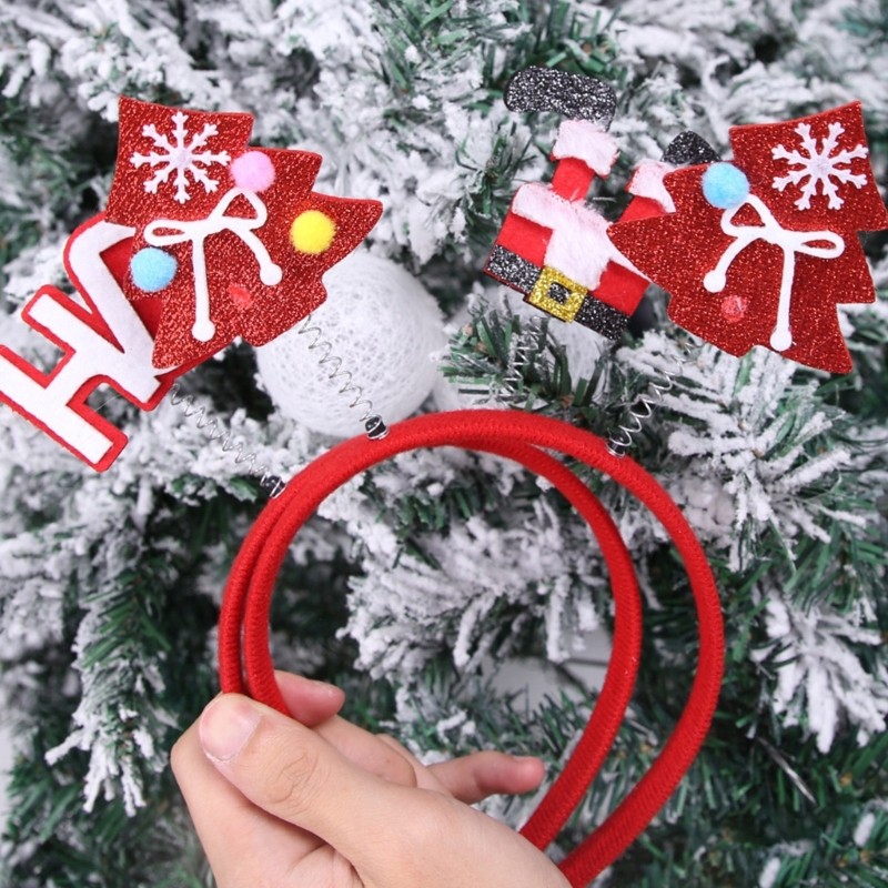 Christmas Headpiece Plastic Frame Fabric Holiday Photo Booth Prop