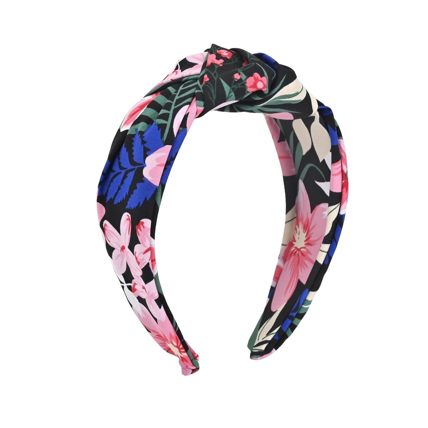 Flower Print Knotted Headbands Cute Wide Top Knot Headband for Women’s Hair H…