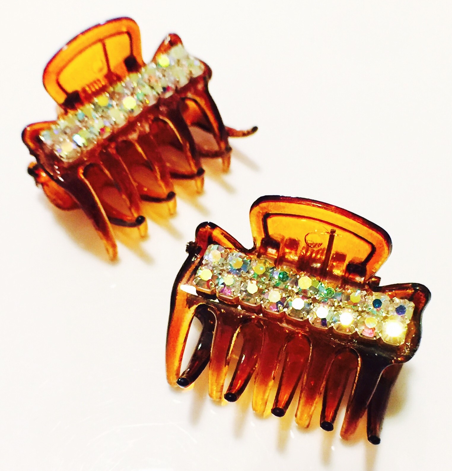 USA Seller Handmade Hair Claw Clip Hairpin Rhinestone Crystal Brown AB Q1