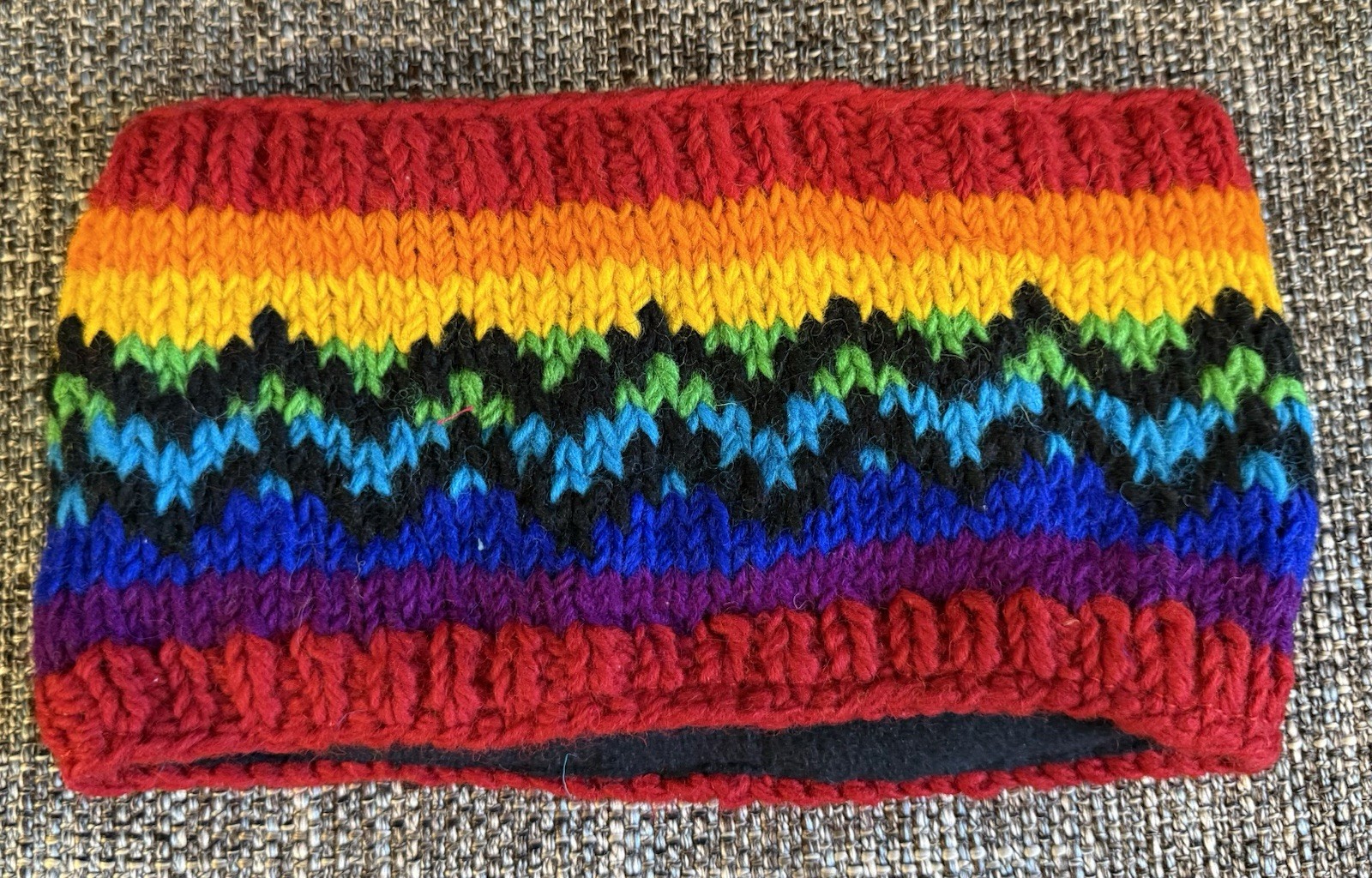 HEADBAND Nepal Hand Made Wool Head Band New Crochet Rainbow Pride #ä