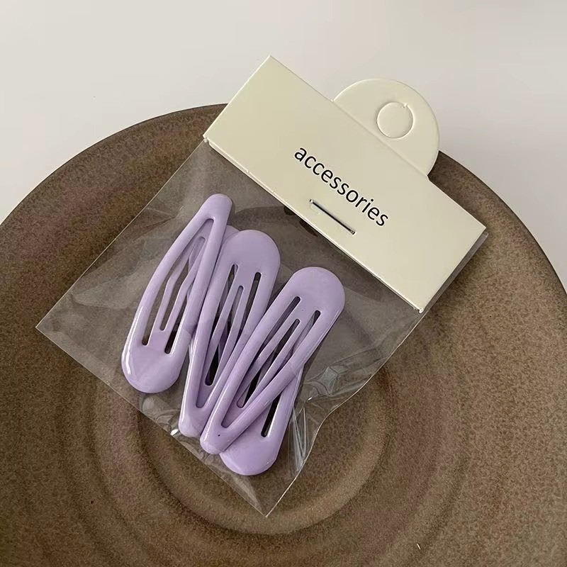5PCS Waterdrop Shape Hair Clips Candy Color Girls Bangs Clip Metal Snap Hairpins