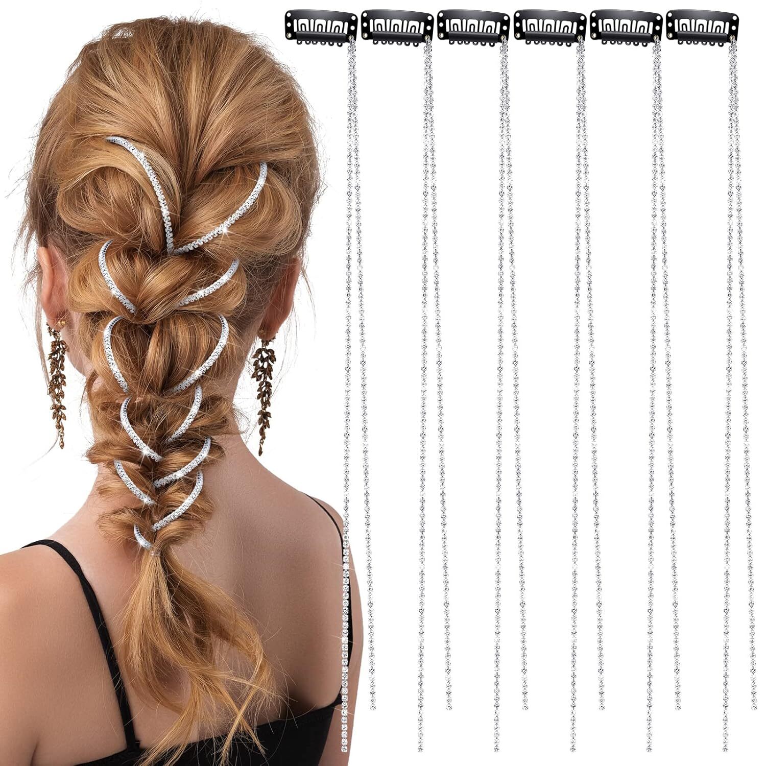Chunyin Rhinestone Hair Chains Rhinestone Hair Accessories,Hair Extensions Pearl