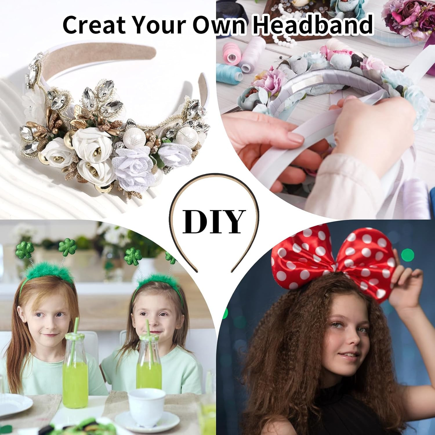 16 Pcs Non-Slip Multicolored Headbands for Women and Girls – DIY Hair Accessorie
