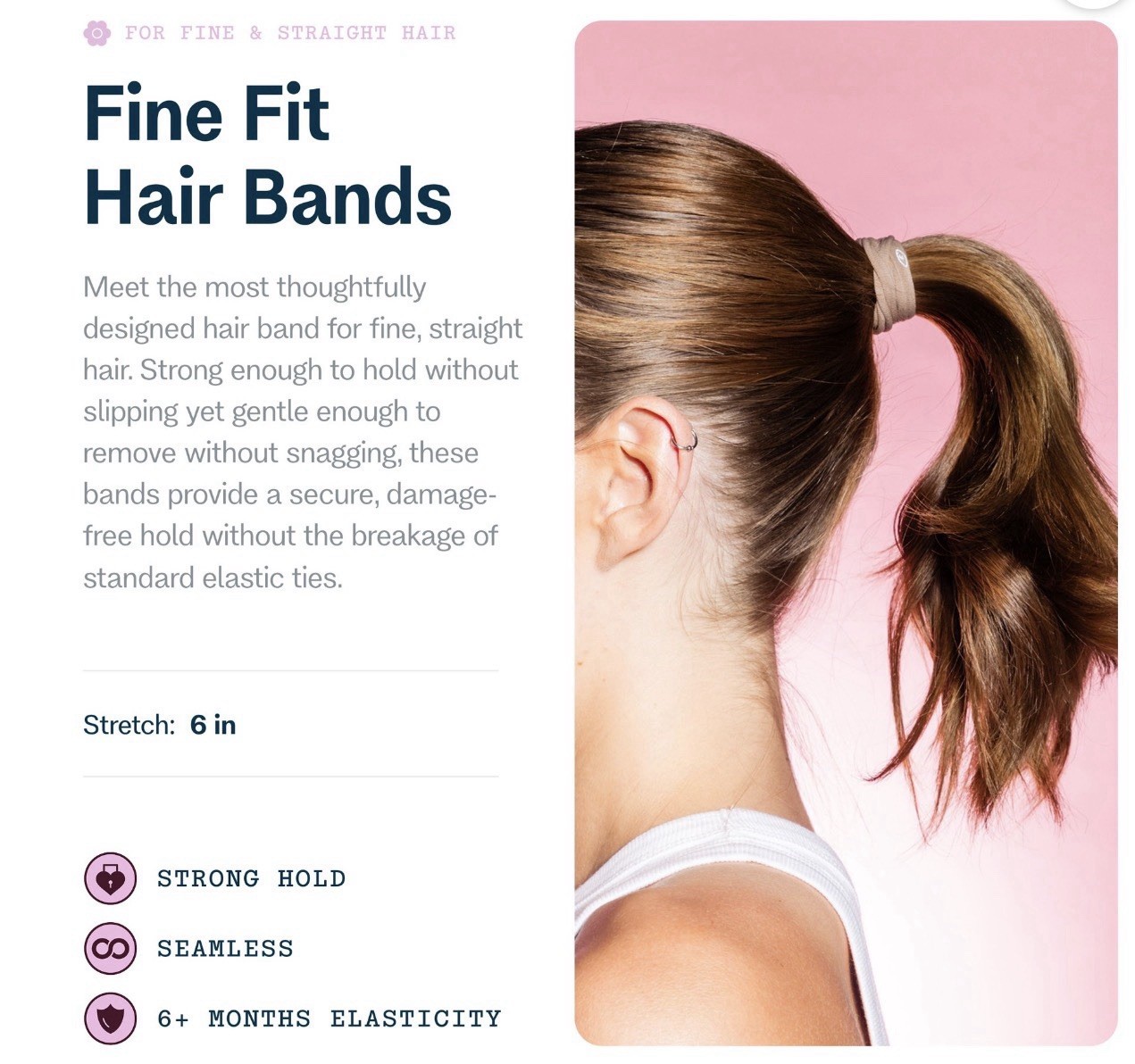 Gimme Beauty Fine Hair Elastic Bands – Slim-Fit Elastic Ties for Fine, Brittle