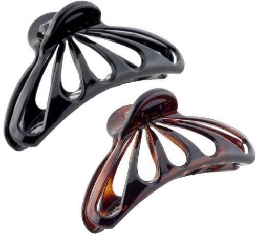 Parcelona French Rain Drop 2 Small Shell & Black Celluloid Jaw Hair Claws