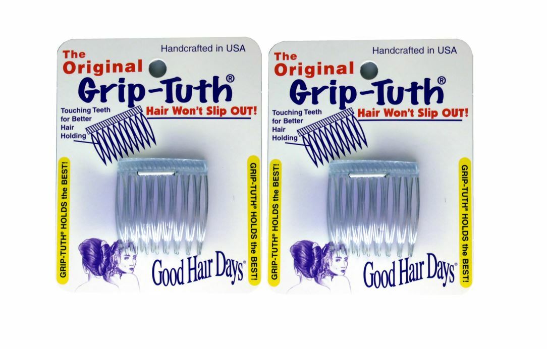4 Combs x Good Hair Days Grip-Tuth® 1 1/2″ Clear Tuck combs Made in USA 40072