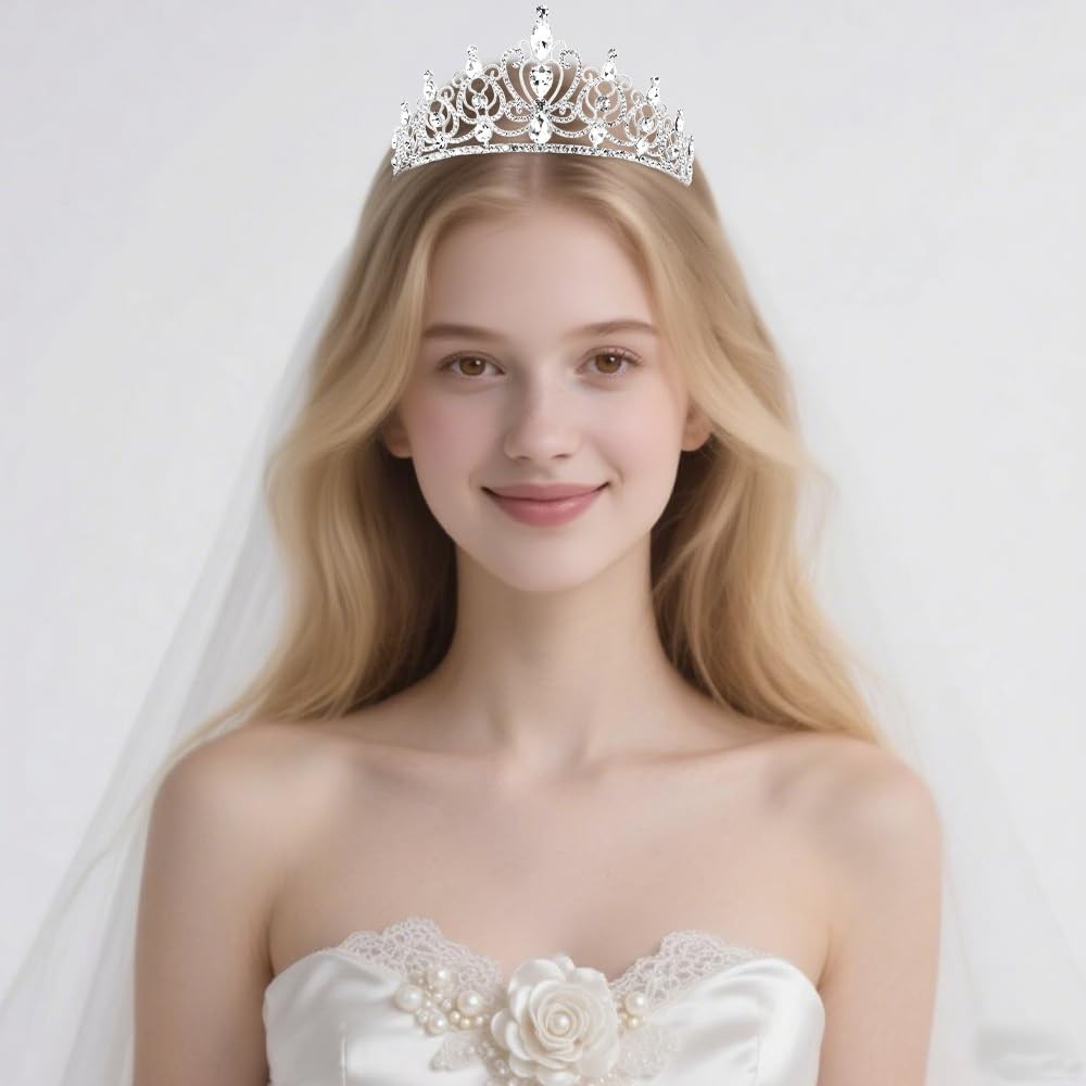 Silver Tiara for Women Girls Rhinestone Princess Queen Crowns Crystal Headban…