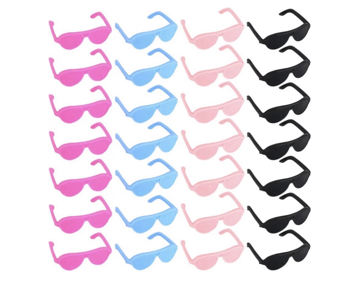 60pcs Plastic Sunglasses Shape Hair Clips Assorted Colors Pink Blue Black