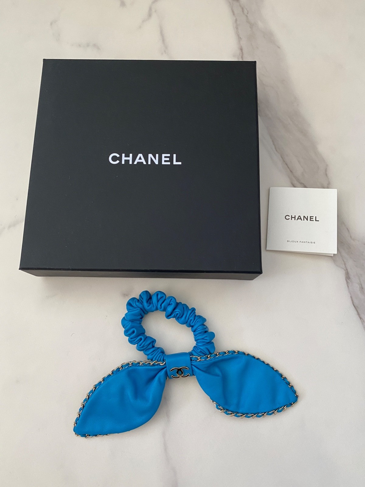 New Chanel 22S Headwear Hair Band Hair Accessory Scrunchies Hair Tie Leather