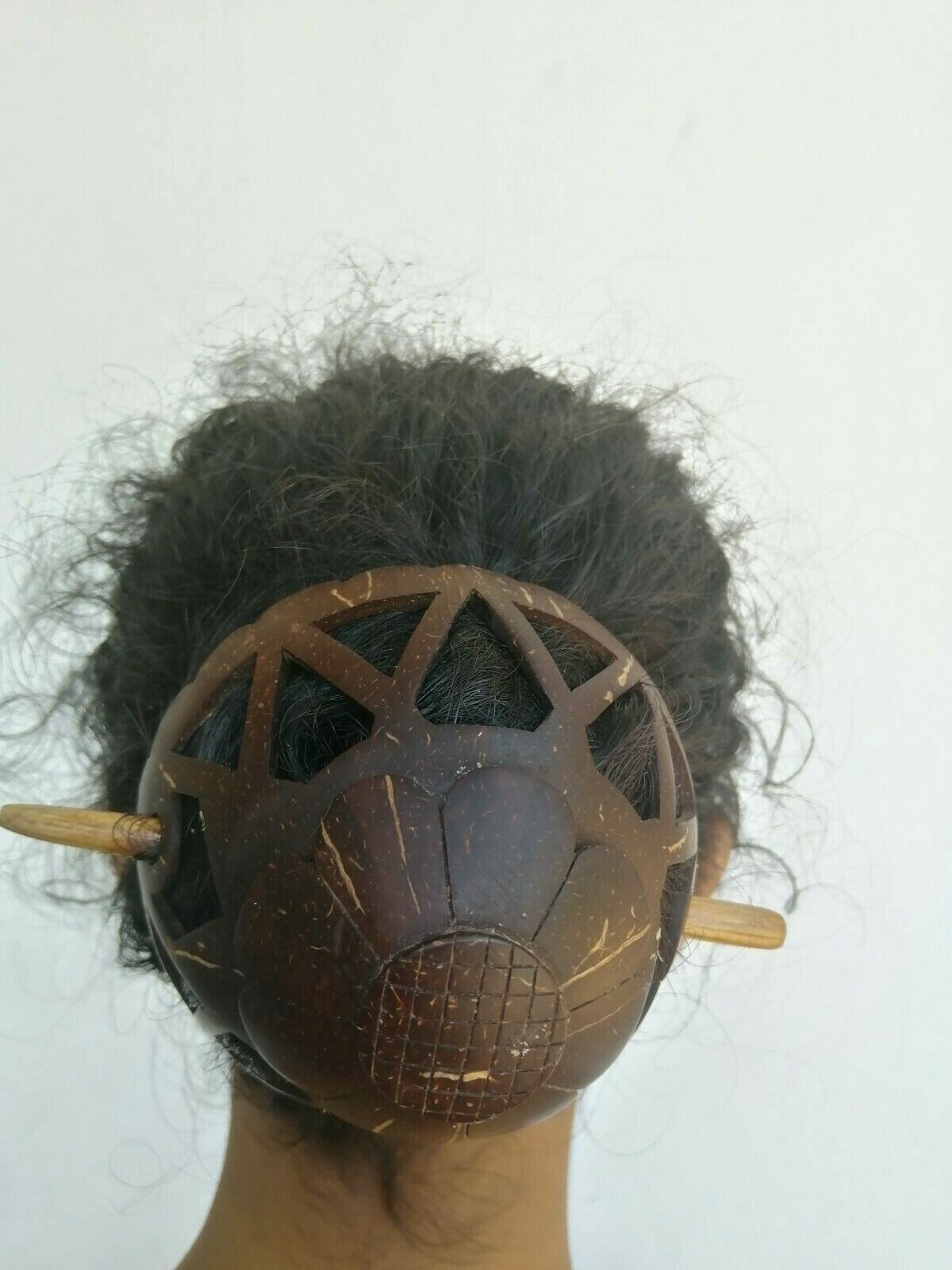Caved Coconut Shell Traditional Bun Hair pin Decorative Vintage Women Sri Lanka