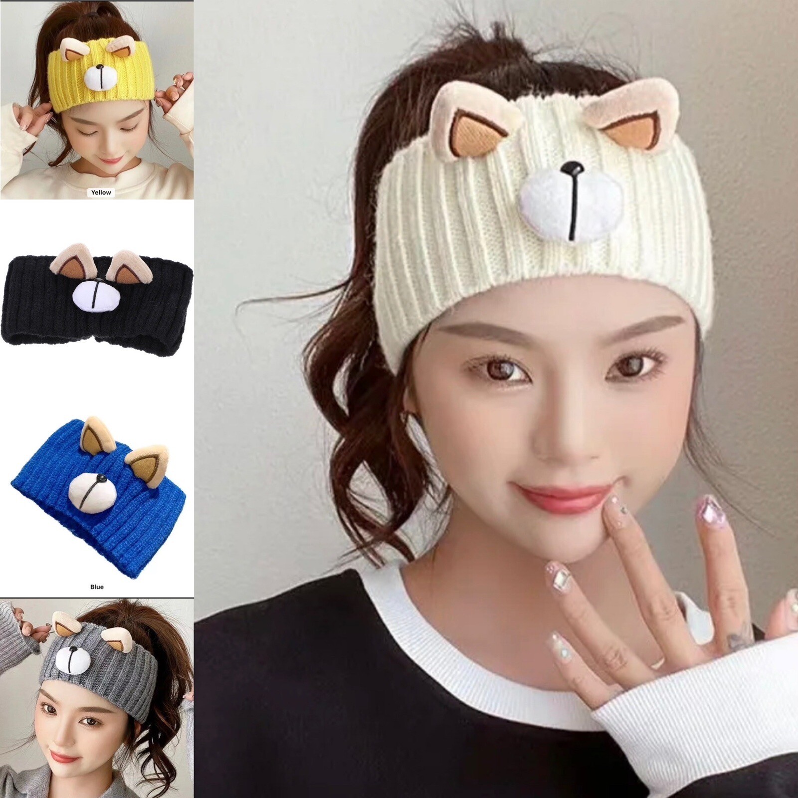 Women & Teen Headband Ear Warmer Hairband Cat Ear Cute Elastic Kitty Head Wrap
