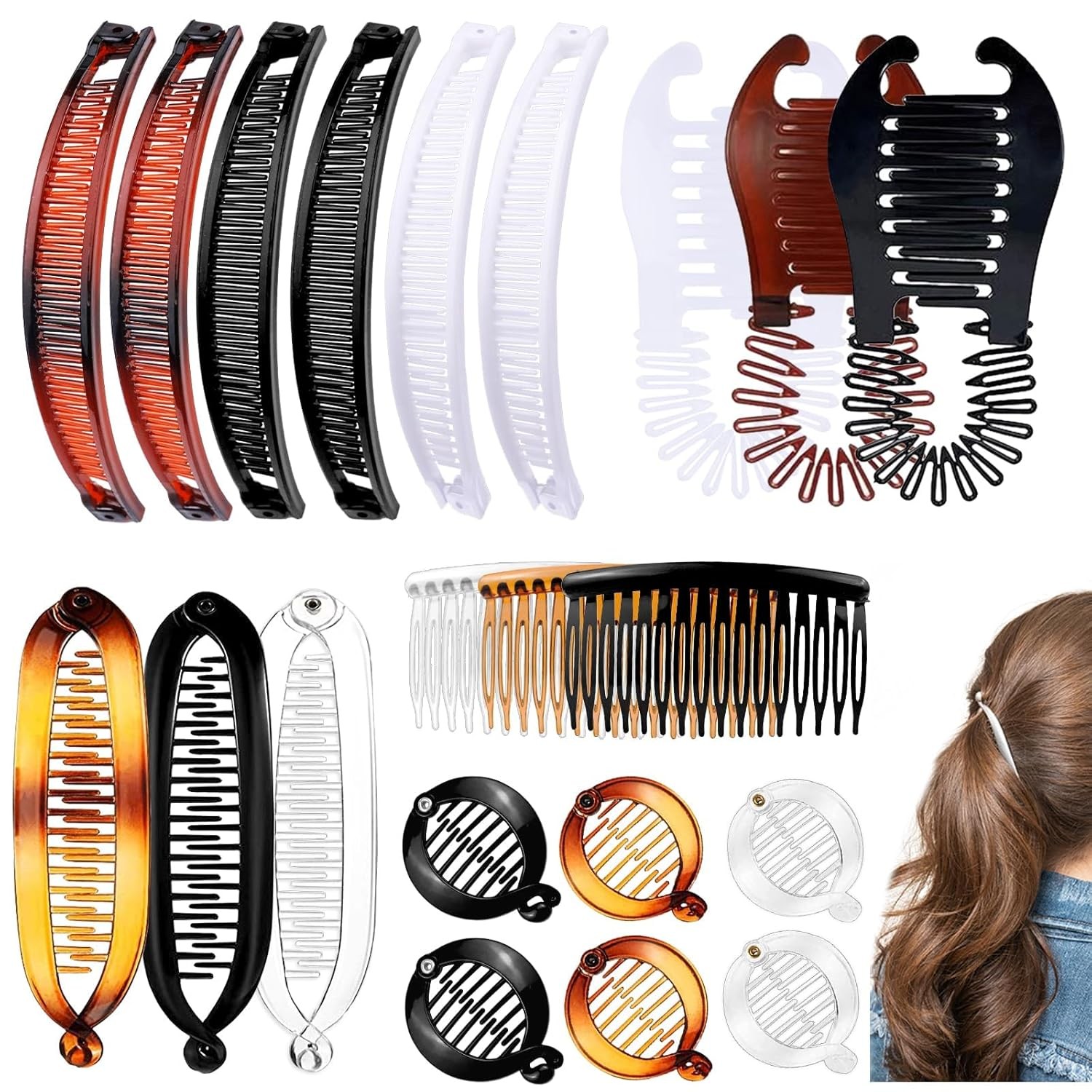 21 Pieces Banana Hair Clips Hair Comb Clips Classic Banana Clips Plastic Twist H