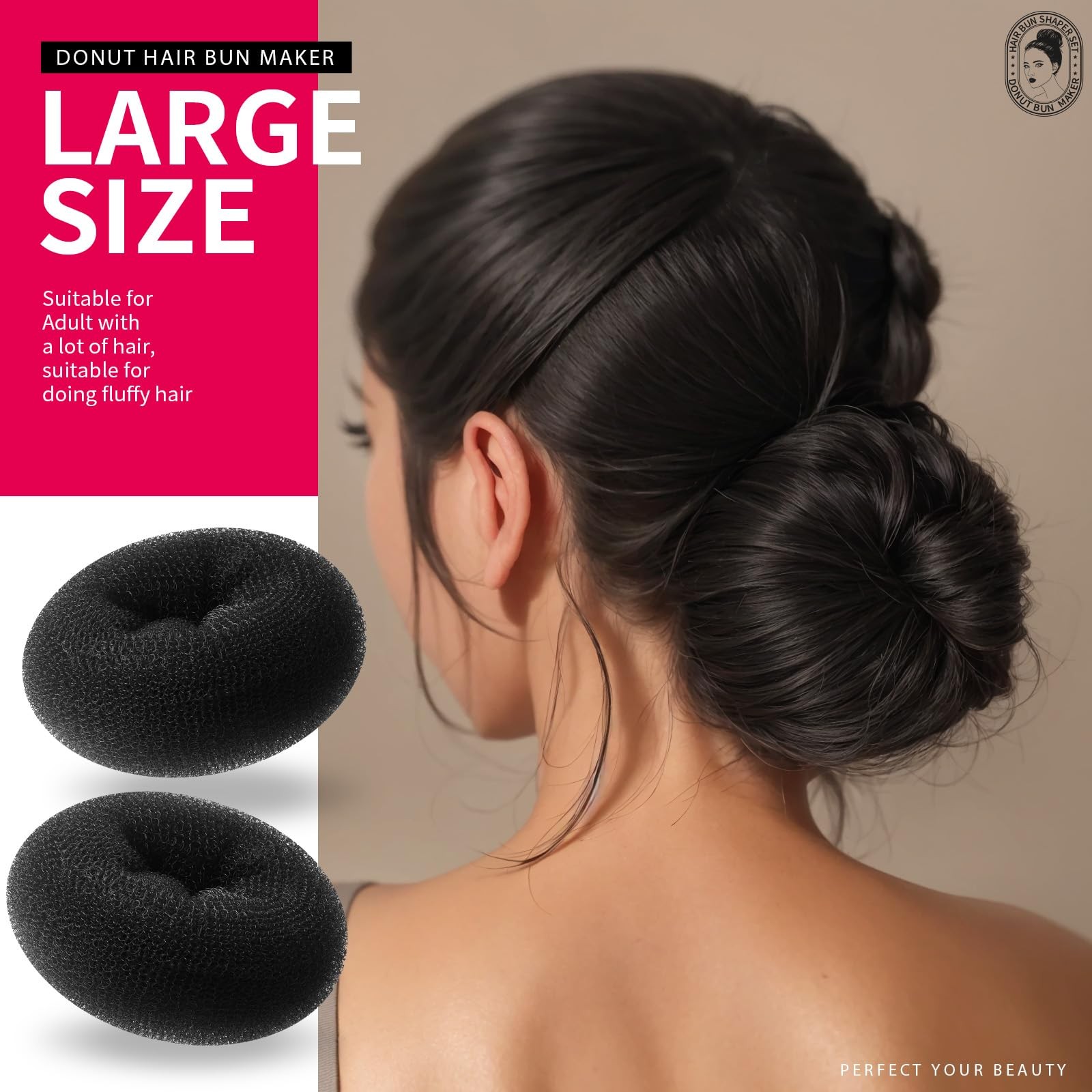7 Pcs Donut Hair Bun Maker Set Doughnut Bun Ring Styler Maker for Women