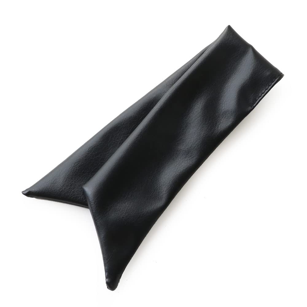 Wired ponytail hair tie, faux leather, ribbon, black