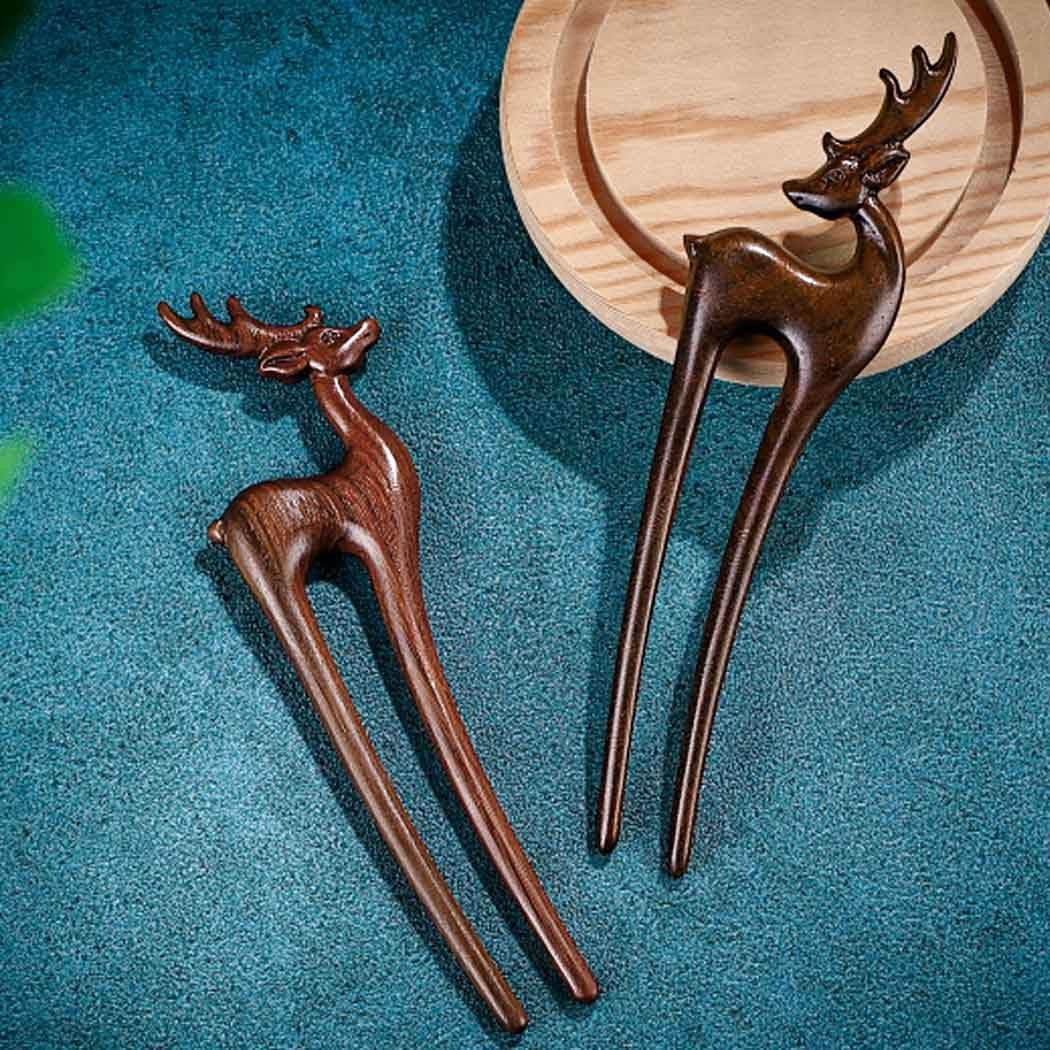 Outyua 2PCS Wooden Hair Sticks French Twist Hair Pins Sandalwood Vintage Chig…