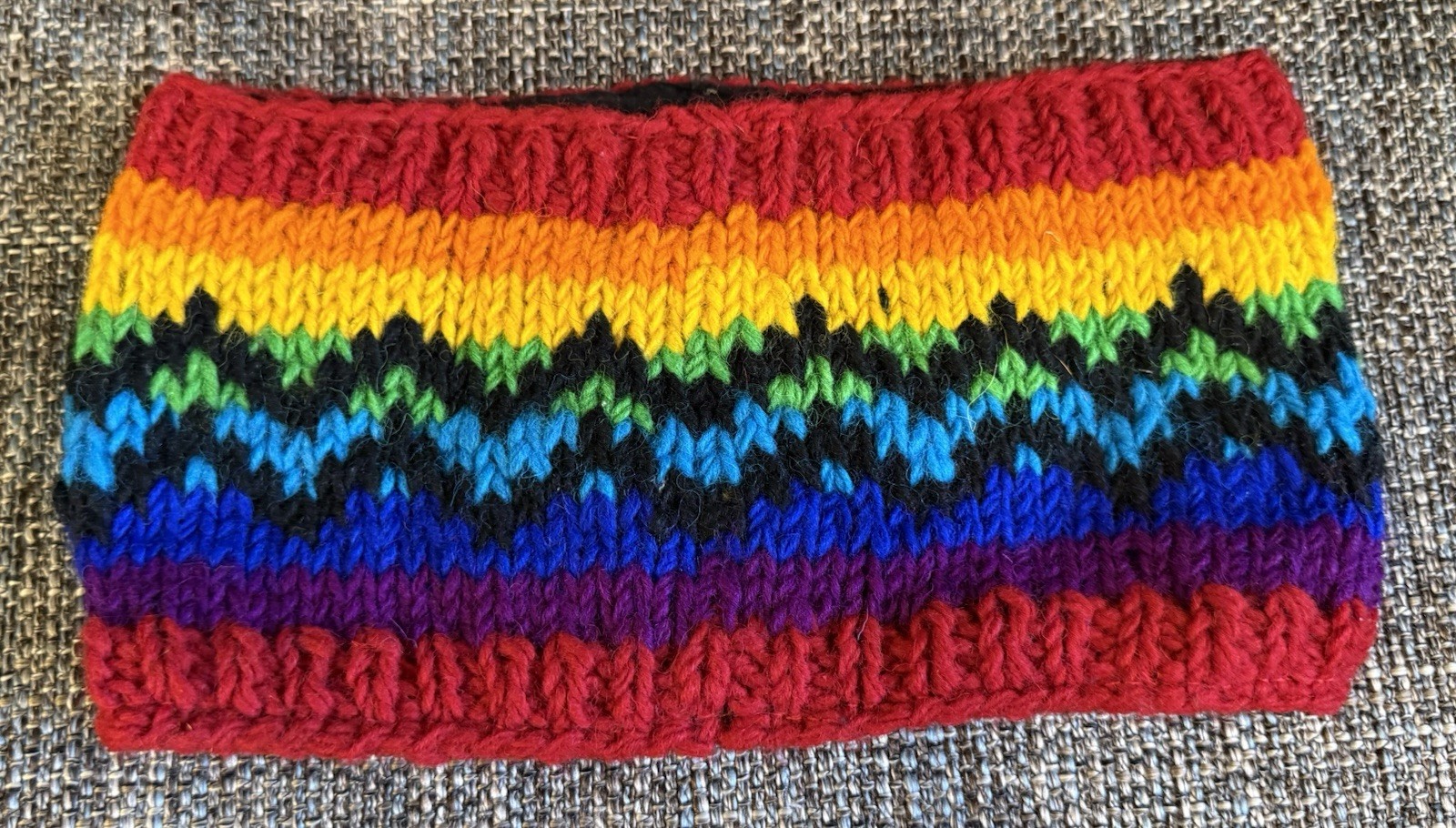 HEADBAND Nepal Hand Made Wool Head Band New Crochet Rainbow Pride #ä