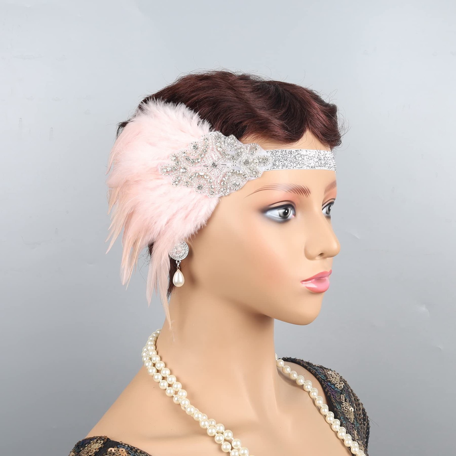 Gatsby Headpiece 1920s Black Flapper Headband Women Roaring 20s Party Hair