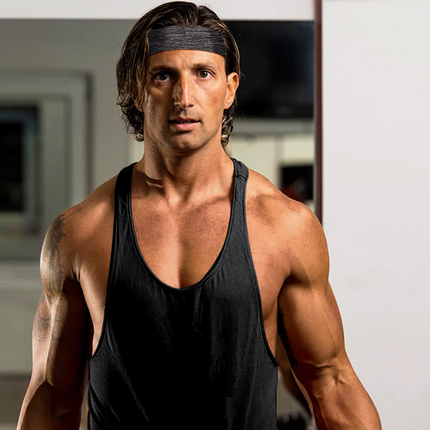 Men’s Headbands, 3-Pack Head Band for Men, Sport Sweatbands for Running Fitness