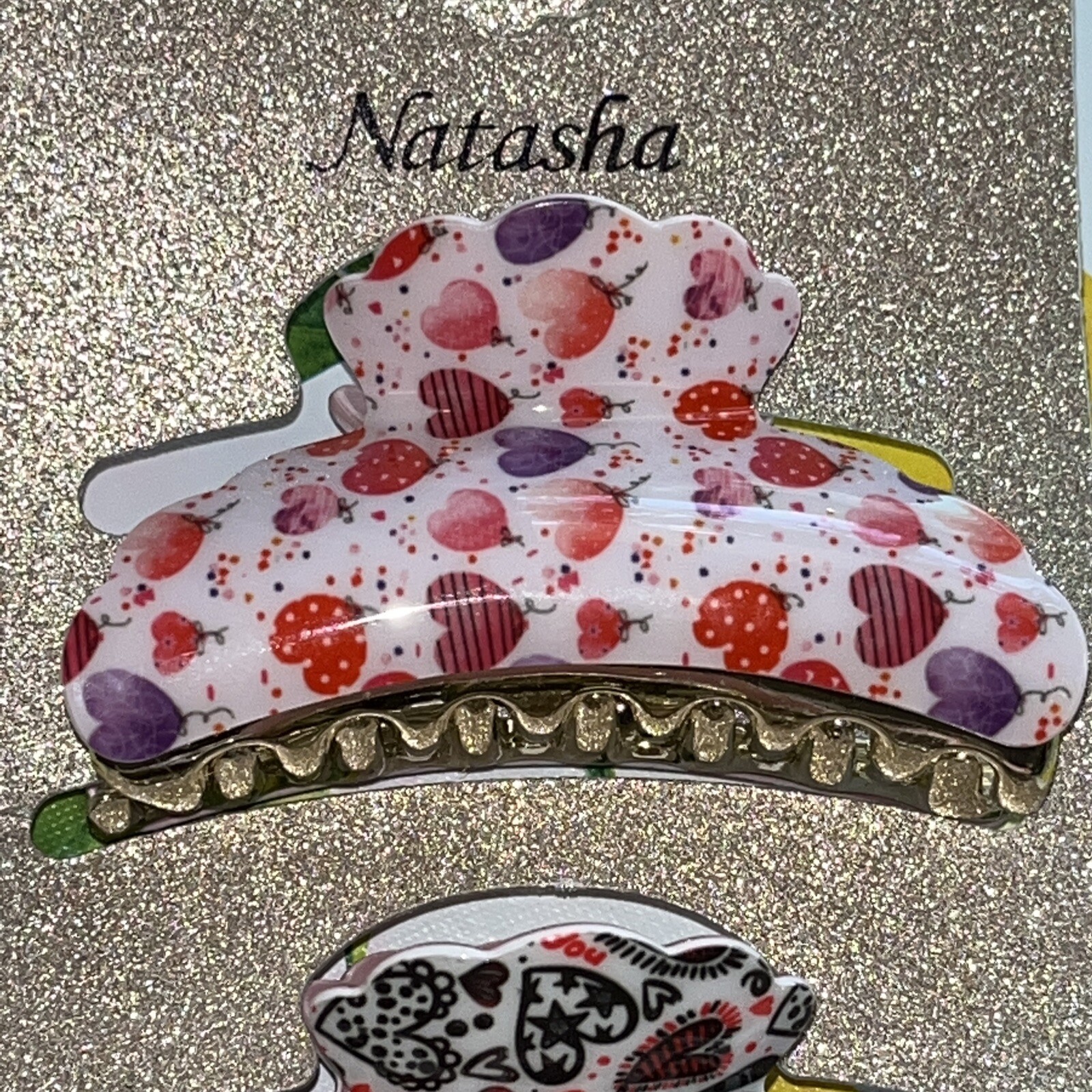 NATASHA HAIR CLIPS HEARTS -Lead Compliant- 👀 😍 New Set of 2