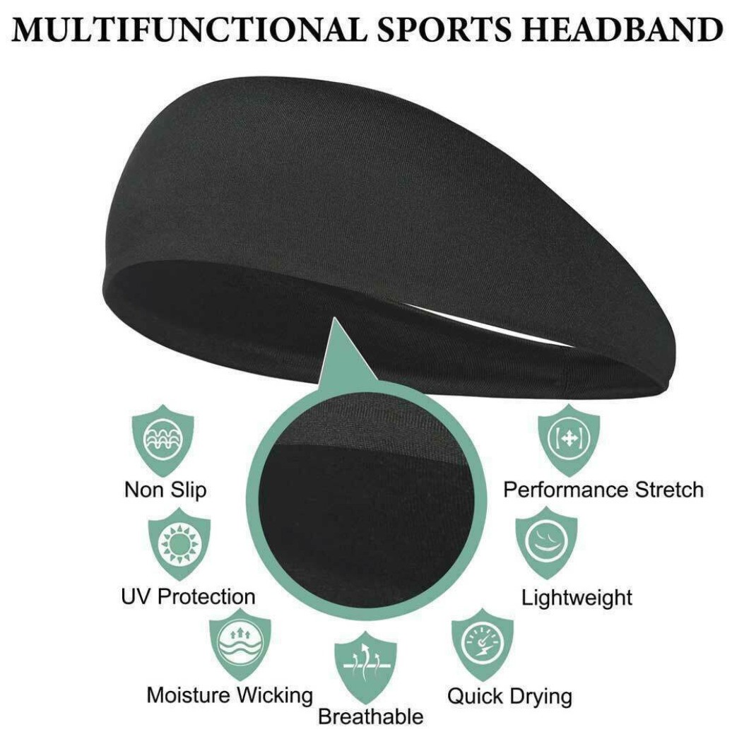 3 PCS Soft Elastic Headbands Unisex Wide Sports Hair Bands for Gym Running Yoga