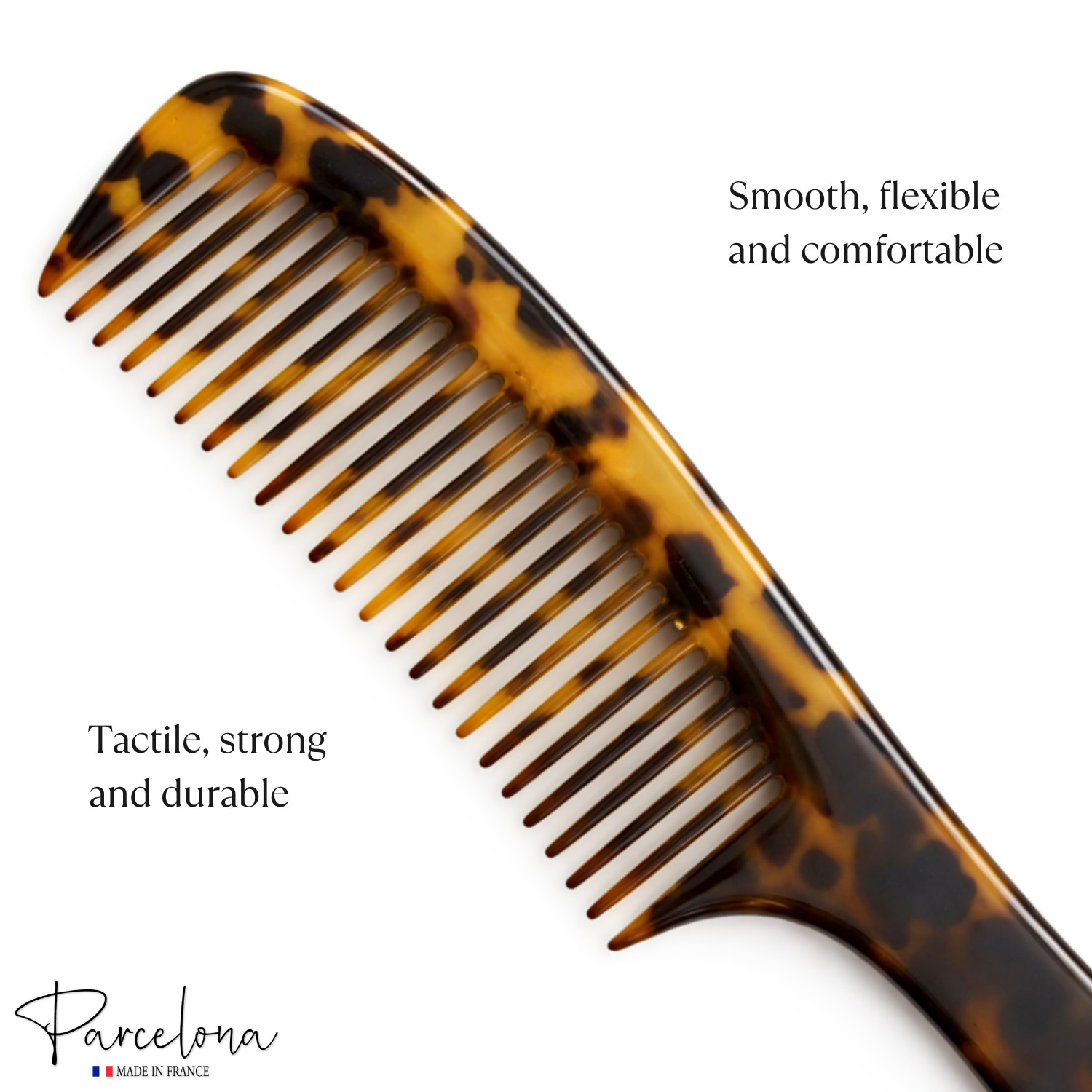 Parcelona French Wide Tooth Detangling Comb Cellulose Acetate Hair Comb Clip