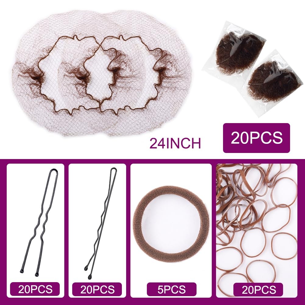 85 Pcs 24 Inch Hair Net Kit for Women, Invisible Elastic Hair Nets w/ Hair Pins