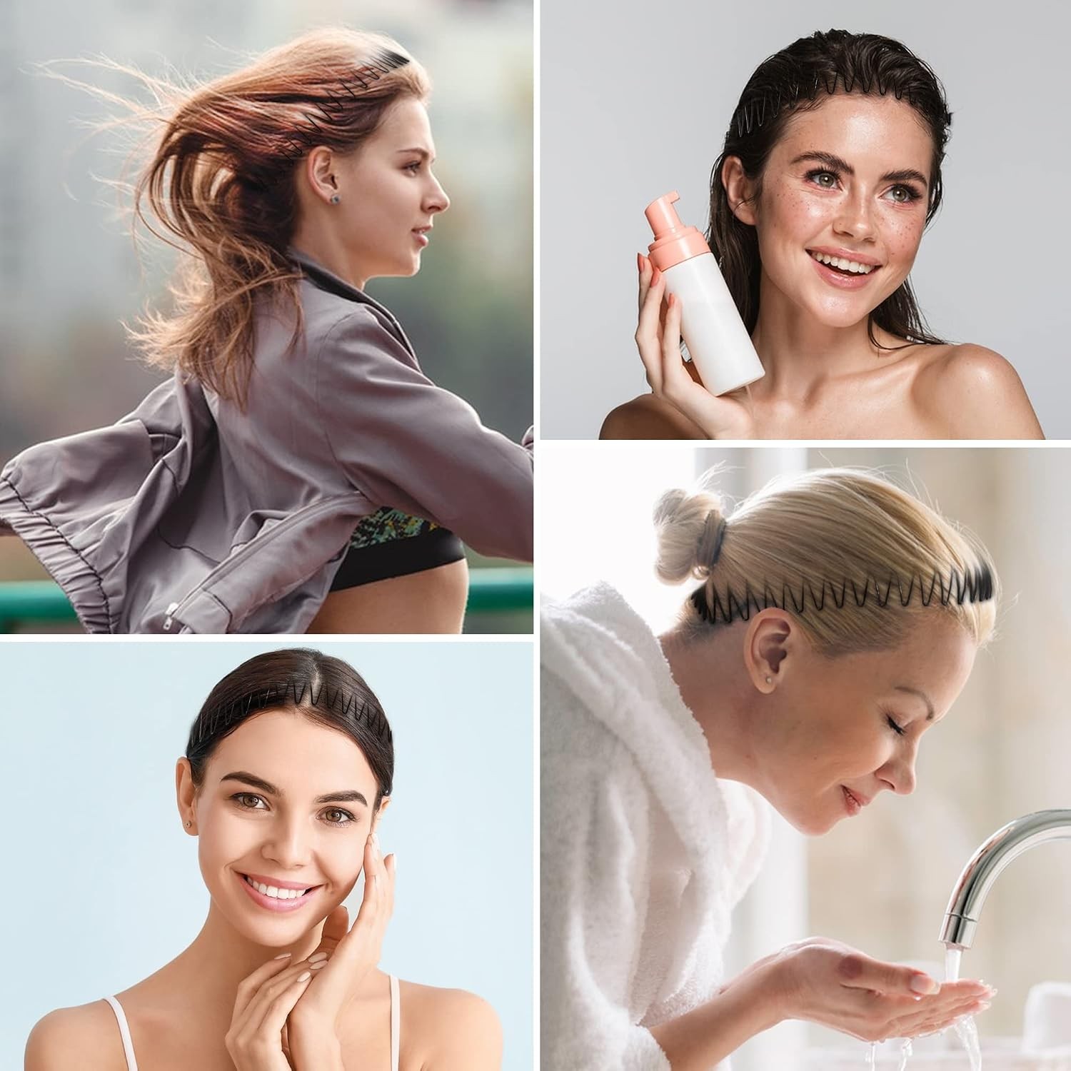 Flexible Headbands Stretch Headband Headbands Women (3pc-White)