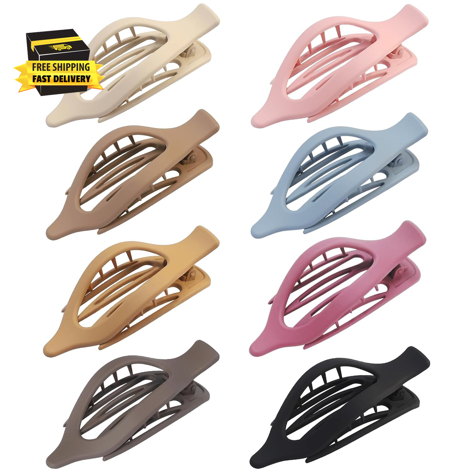 8 Pack French Flat Hair Clips for Women, Large Matte No Slip Claw Barrettes for