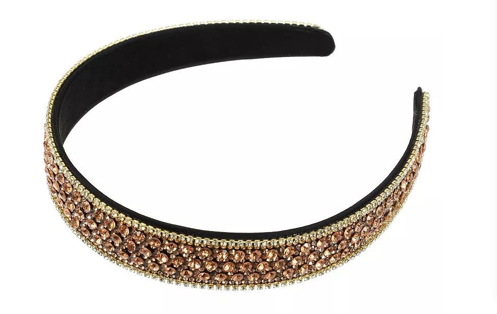 Rhinestone Headband For Women,1.0 Inch Wide Champagne