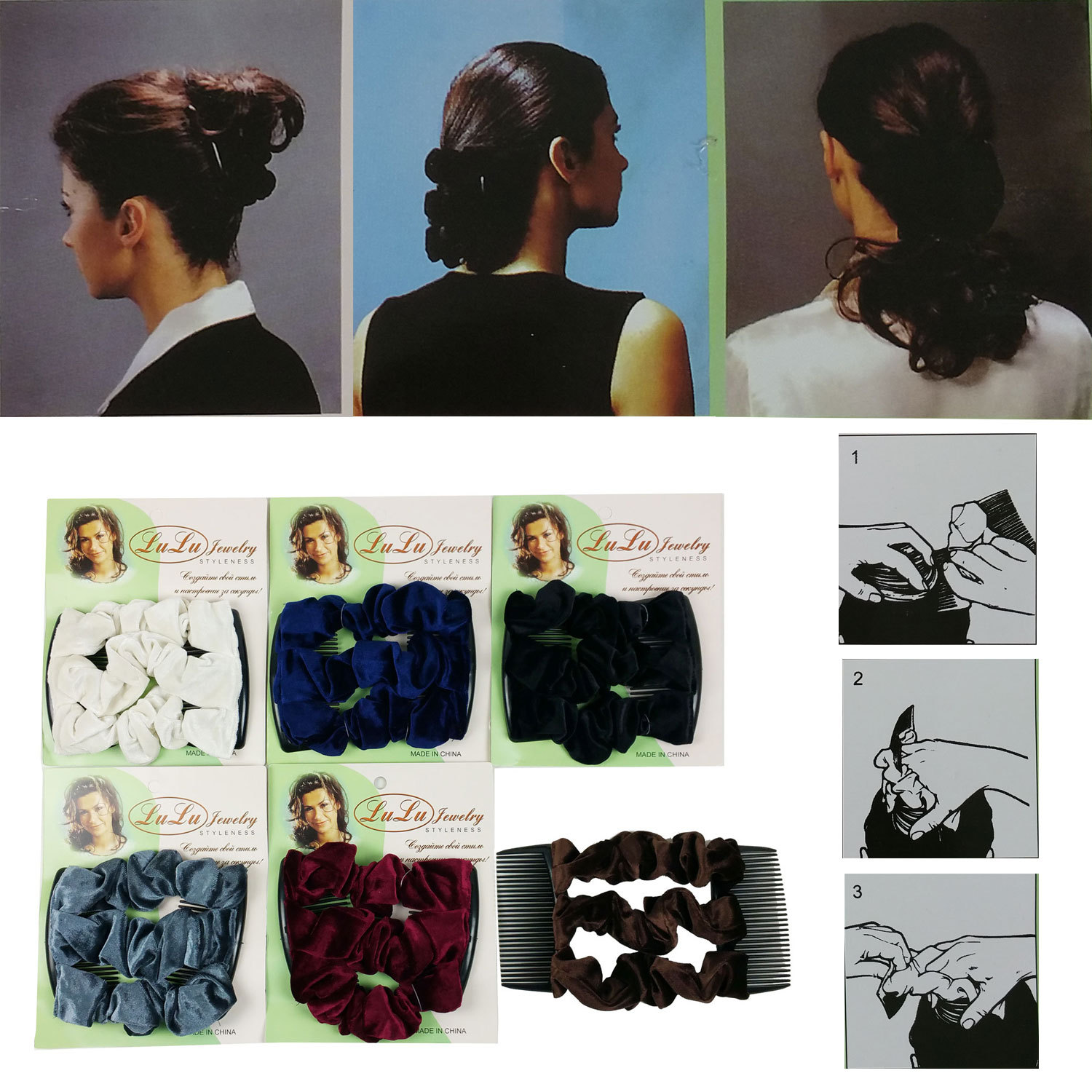New Magic comb Stretch Velvet Hair Head Comb Double Clips Women Gift