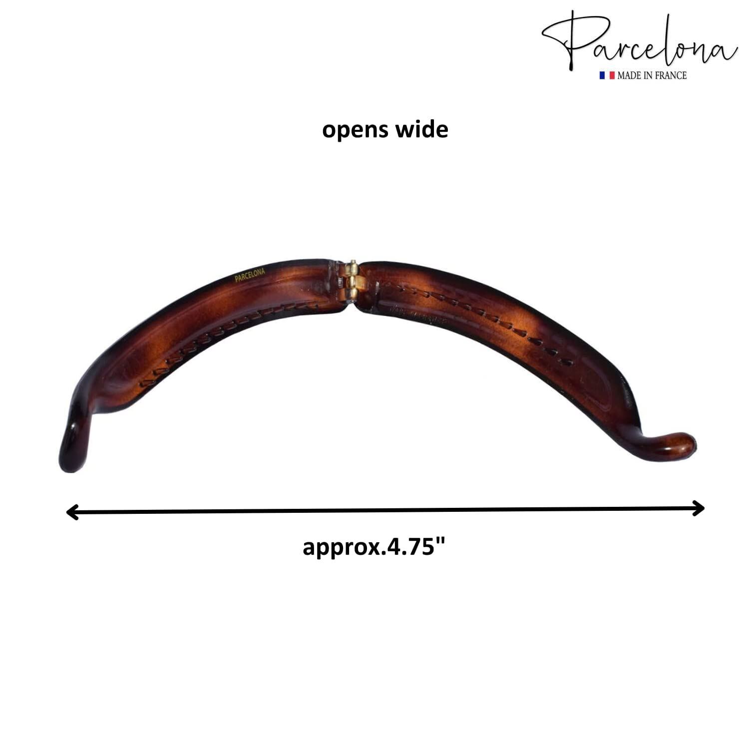 Parcelona French Small 3 ¾” Celluloid Set of 2 Banana Hair Clips for Women