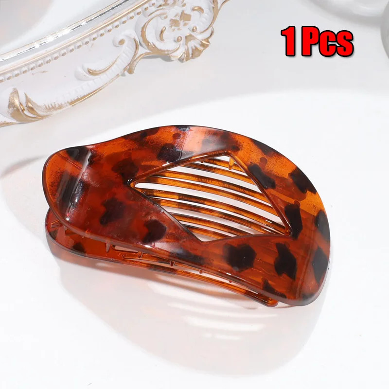 Leopard Flat Hair Claw Clip Matte Acrylic Oval Hair Accessory