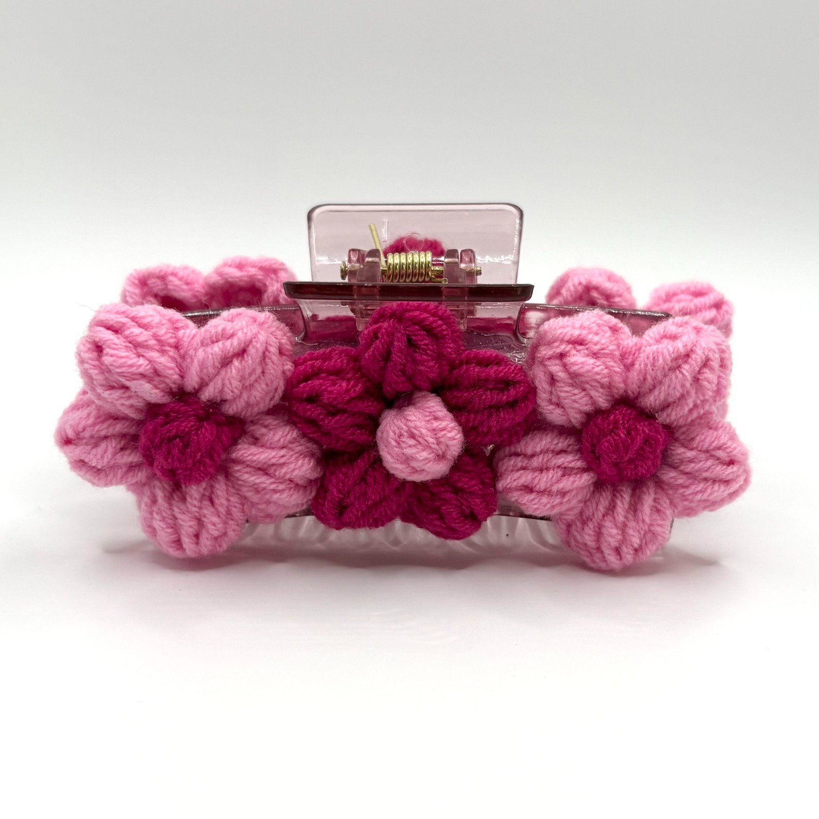 Pink & Magenta Crochet Flower Claw Clip, Large, Hair Accessories
