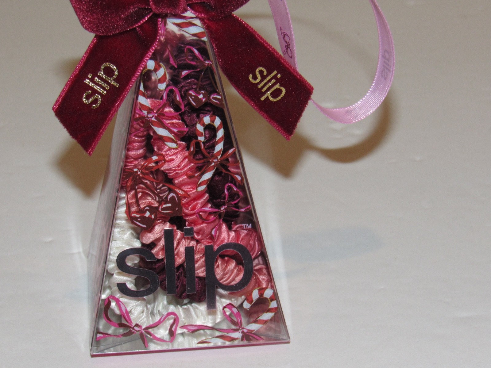 Slip Pure Silk 4 Skinny Hair Scrunchies Set Candy Cane Pink Purple White